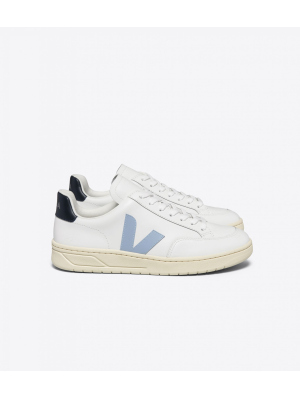 VEJA V 12 LEATHER SHOE WHITE/STEEL/NAUTI